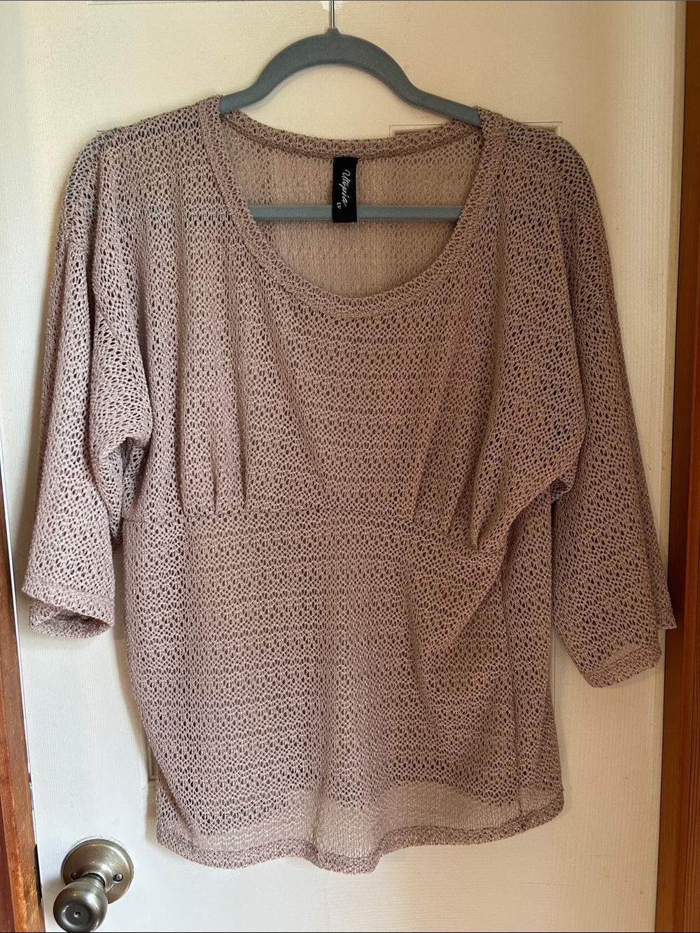 Gold/Beige Open-Weave Knit Top